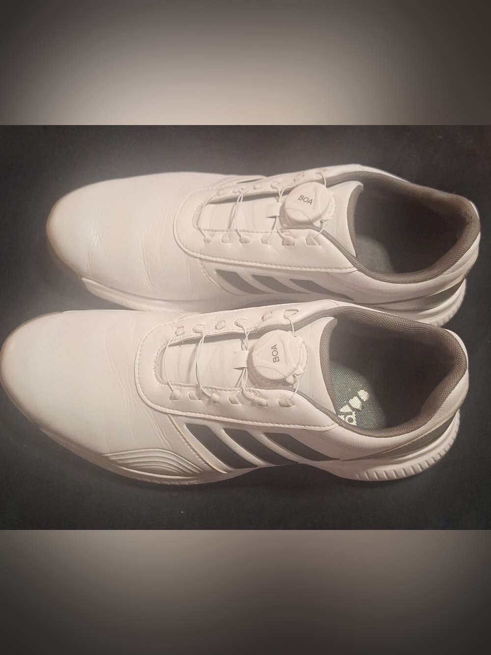 Adidas Bounce BOA Mens Size 9.5 Golf Shoes White Navy Blue Spikes